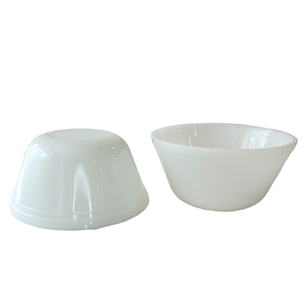 Vintage Milk Glass Serving Bowls Set of Two